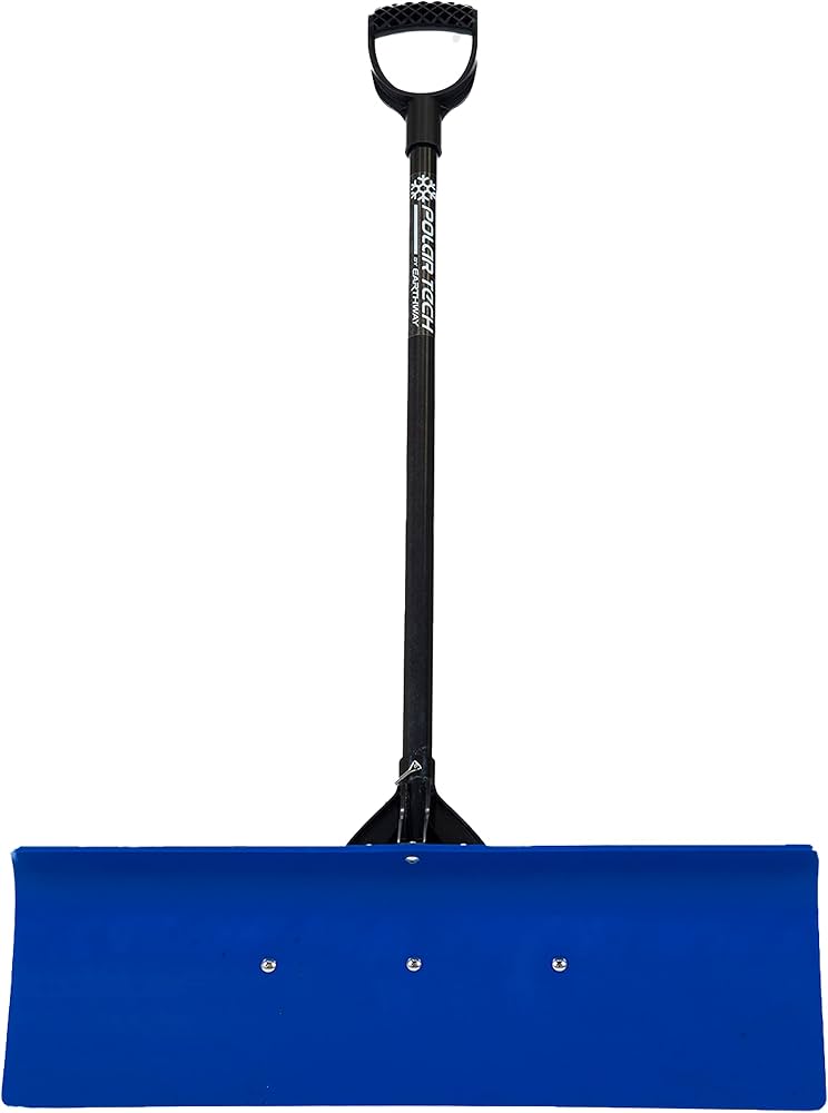 EarthWay Polar Tech 91048 48" Professional Snow Pusher with Fiberglass Shaft, Snow Shovel for driveways, Snow Pusher for Tall People, D-Shaped Handle, and Quick Assembly