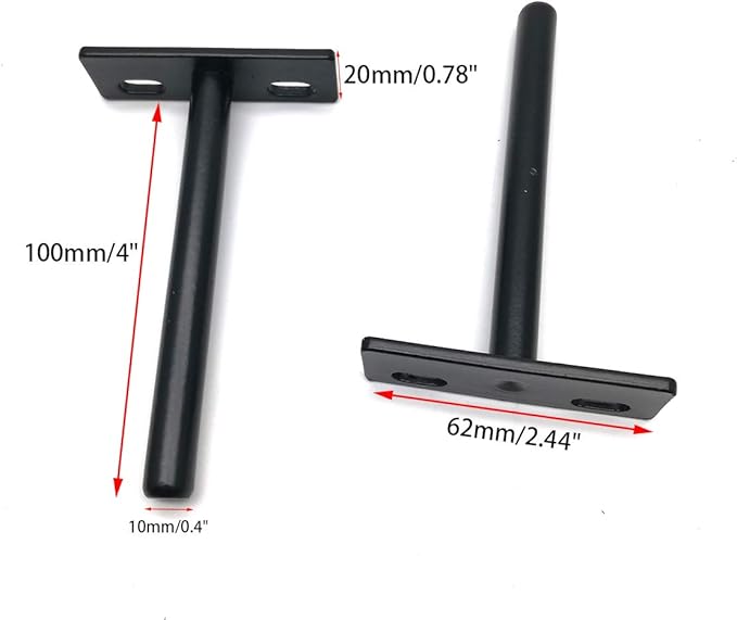 M MIMHOOY Floating Shelf Bracket 4" Deep Solid Steel Heavy Duty Blind Shelf Supports Hidden Brackets for Floating Wood Shelves 4 pcs