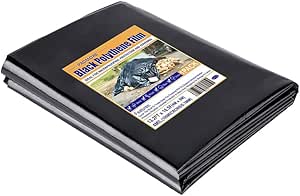 Heavy Duty Black Plastic Sheeting 13.5x20ft-4MIL,for Construction Waterproof Painters Tarp Landscape Ground Cover, Plant Farm Garden Greenhouse Agriculture