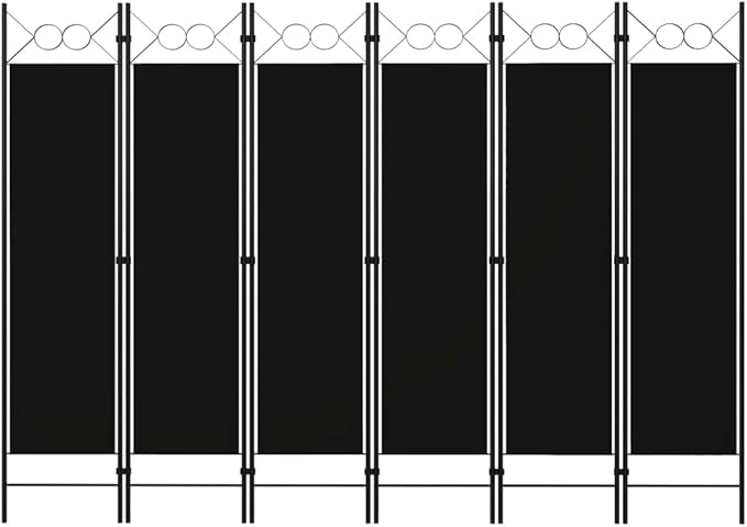 Black 6-Panel Room Divider Privacy Screen, 240 x 180 cm, Portable Dividers for Bedroom, Office, Patio - Freestanding Folding Partition Wall, Panel Room Separation