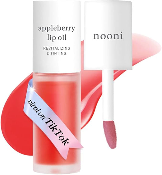 NOONI Korean Vegan Lip Oil - Applepeony | Lip Stain, Long-Lasting, Moisturizing, Plumping, Revitalizing for Dry Lips, Travel-Friendly, Mother's Day, Mother's Day Gifts, Waterproof, No Peel Off, Hydrating, Nourishing, Mother's Day, 0.12 FL Oz (Baby Pink)