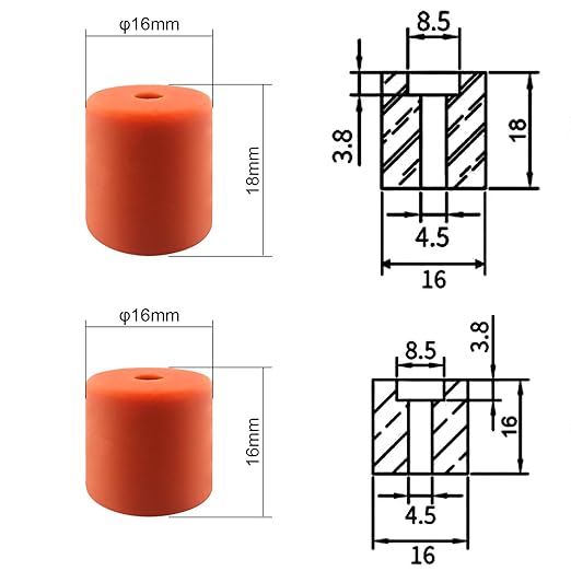 Lwuey 8PCS 3D Printer Heat Bed Leveling Parts, Silicone Beds Level Mounts ThreeD Printers Heatbed Parts Spring Replacement Part Buffer Stable Hotbed Compatible with CR-10 Ender 3 Bottom