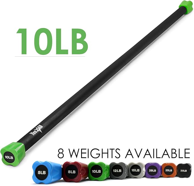 Yes4All Total Body Workout Weighted Pilates Bar, Body Bar For Exercise, Therapy, Aerobics, and Yoga, Strength Training, 10lbs 63237