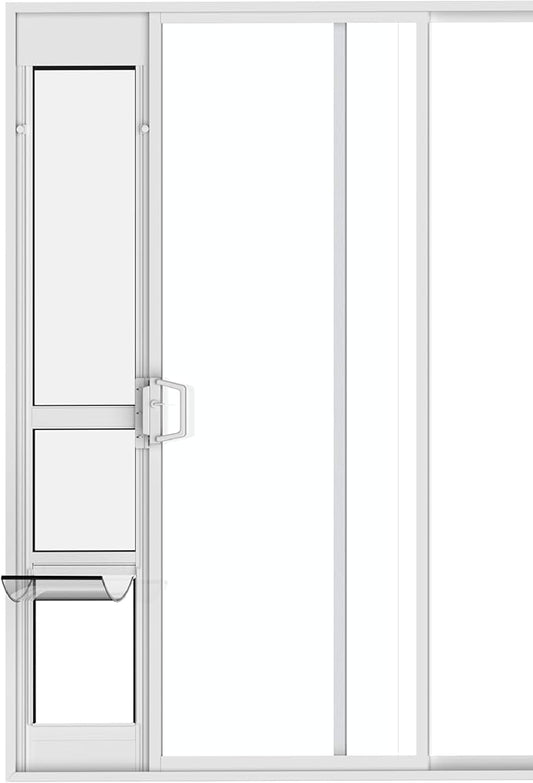 Hakuna Pets White Glass Patio Pet Door for Sliding Glass Doors, Large | Adjustable Height 77.2” – 83.5”, Damage-Free or Permanent Installation, Durable Aluminum Frame, Locking Panel Included