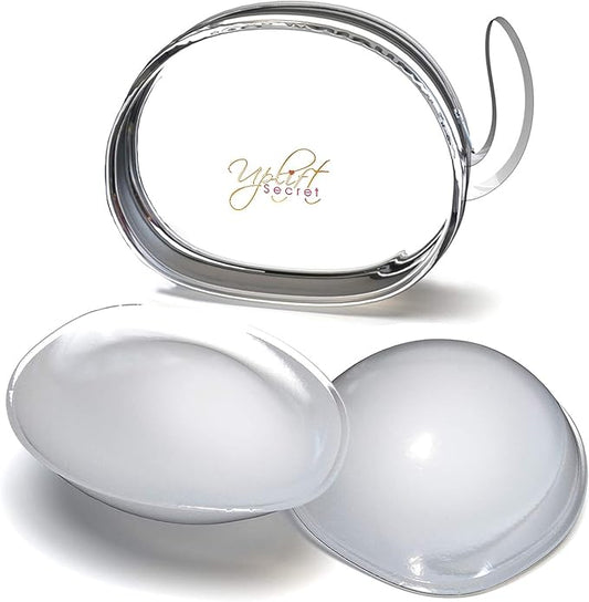 Uplift Secret Silicone Bra Inserts - Clear Gel Push Up Breast Pads - Bra Padding Bust Enhancer, Clear, Large