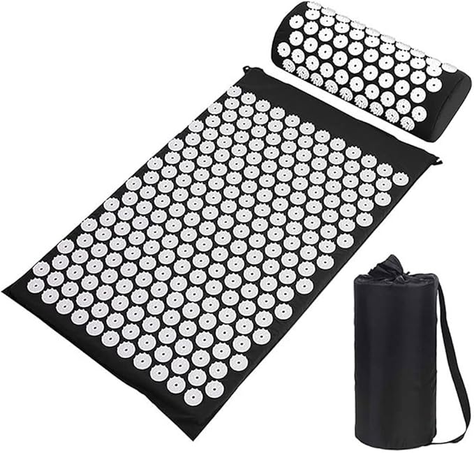 Acupressure Mat and Pillow Set with Carry Bag Massage Acupuncture Mat with Spike Points Neck Back and Shoulder Pain Remedy and Stress Relief 67x42x2cm (Green)
