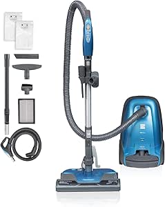 Kenmore Pet Friendly Lightweight Bagged Canister Vacuum Cleaner with Extended Telescoping Wand, HEPA, 2 Motors, Retractable Cord, and 4 Cleaning Tools, Blue 63504