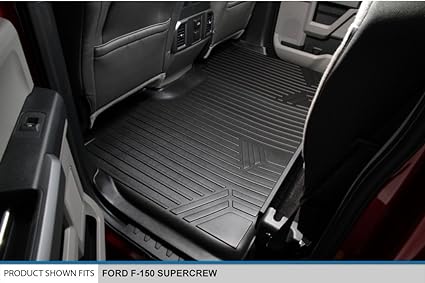 SMARTLINER 2 Row Floor Mat Liner Set for 2015-2021 Ford F-150 Supercrew Cab with 1st Row Bench Seat