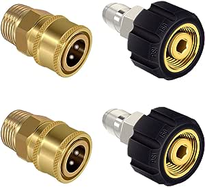 M Mingle Ultimate Pressure Washer Adapter Set, Quick Disconnect Kit, M22 Swivel to 3/8'' Quick Connect, 3/4" to Quick Release, 2- Pack