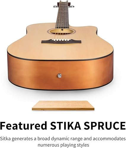Donner Beginner Acoustic Guitar for Adult Full Size 41 Inch Cutaway Acoustique Guitare Bundle Kit with Gig Bag Tuner Capo Pickguard String Strap Picks Cloth, Right Hand, Natural, DAD-140C