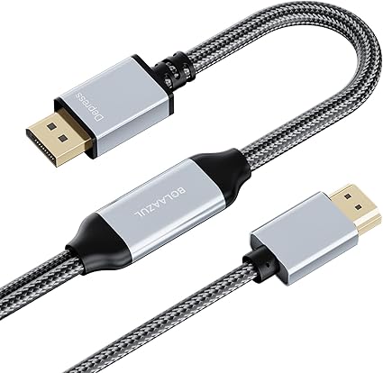 BolAAzuL HDMI to DisplayPort Cable 4K@60Hz, Convertisseur HDMI 2.0 to Display Port for Xbox Series X/PS5/PS4 Pro, HDMI Male to DP Male Wire - Unidirectional Adaptateur Port HDMI Output to DP Input