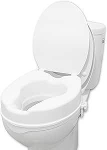 PEPE Mobility - Raised Toilet Seat 4 inch (Fits Round and Elongated up to 15"), Toilet Seat Riser for Seniors with Lid, 300 Pound Weight Capacity