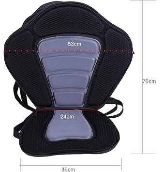 Kayak Seat, Kayak Padded Seat, Adjustable Ocean Rowing Cushion Detachable Non-slip Padded Canoe Seat Black