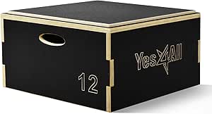 Yes4All Adjustable Soft Plyo Box, Stackable Box Jumps for Home Gym, 440 Lbs Capacity Plyometric Jump Box for Exercises and Conditioning - Black - 12" 63507
