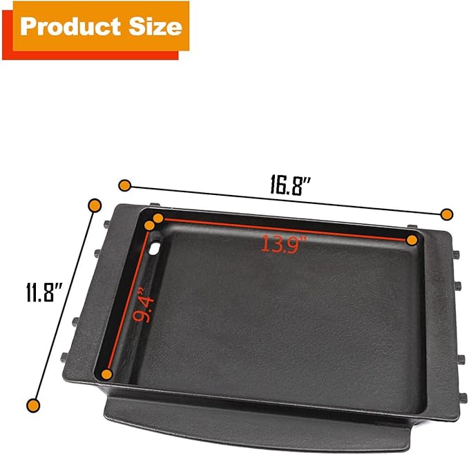Grisun Grill Griddle for Weber Spirit 200/300, Spirit II 200/300 Series Grills, Cast Iron Griddle for Weber Genesis Silver B/C, Grill Griddle Accessories for Weber, Replacement for Weber 7658