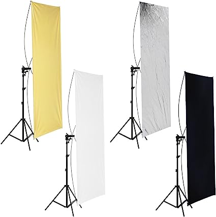 Neewer 35" x 70"/ 90 x 180cm Photo Studio Gold/Silver & Black/White Flat Panel Light Reflector with 360 Degree Rotating Holding Bracket and Carrying Bag