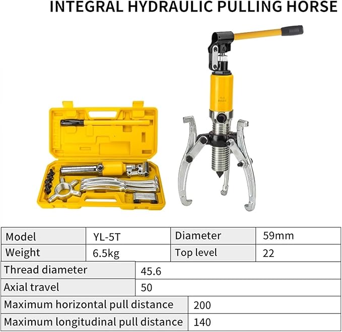 Hydraulic Crimper 5/10/15/20T Hydraulic Puller Hydraulic Gear Puller 3 Jaw Puller Set Hydraulic Bearing Puller Three Arm Bearing Removal Cylinder(YL-5T)