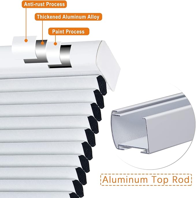 KCO Cordless Cellular Blinds Blackout Window Shades and Blinds, Room Darkening Honeycomb Shades Blinds for Windows, Bedroom and Nursery 35" W x 64" L, White