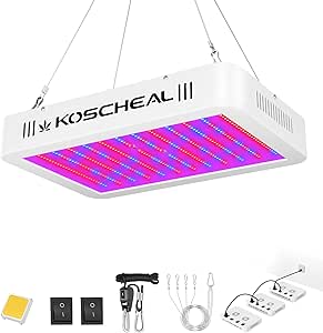 KOSCHEAL KS1200 LED Grow Light Full Spectrum with Samsung LM301B and UV LEDs Daisy Chain Grow Lights for Indoor Plants Greenhouse Hydroponic Growing Lamps with Veg Bloom Switch Output 130W