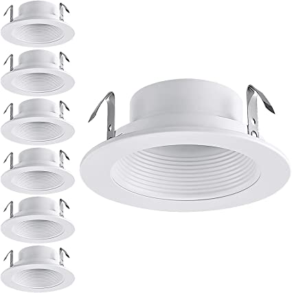 Signstek 6 Pack 4 inch Recessed Can Light Trim with Baffle Design, Fit Halo/Juno Remodel Recessed Housing