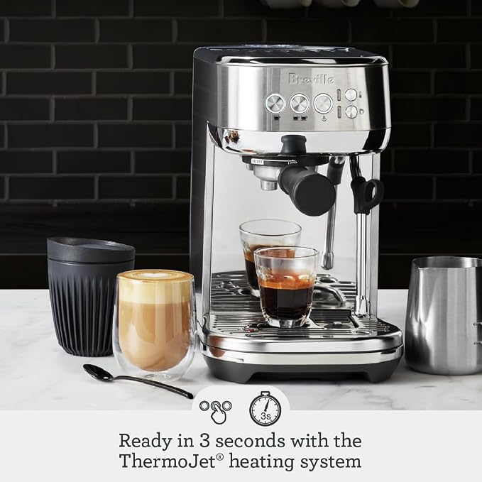 Breville the Bambino Plus Espresso Machine with Auto Milk Frother, Espresso Maker with Seconds Heat Up, Cappuccino & Latte Machine for Home, BES500BSS, Brushed Stainless Steel 63417