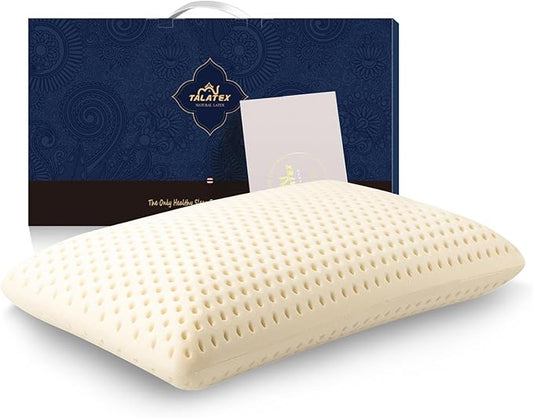 Talalay 100% Natural Premium Latex Pillow, Helps Relieve Pressure, Perfect Package Best Gift with Removable Tencel Cover (Queen (1 Pack)