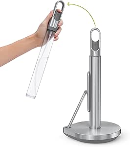 simplehuman Paper Towel Pump, Standing Paper Towel Holder with Spray Bottle, Brushed Stainless Steel