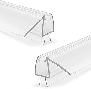 Shower Door Seal for Frameless 1/2"(12mm) Thick Glass Door, 2 Pack x 39" Long Shower Glass Door Bottom Seal Strip with Sweep, Ultra-Clear PVC Seal