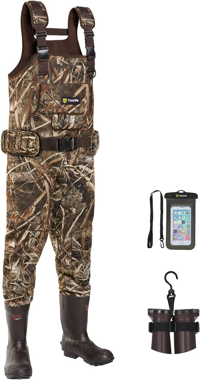 TideWe Chest Waders with Boot Hanger, Hunting Waders for Men Realtree MAX5 Camo with 600G & 800G Insulation, Waterproof Cleated Neoprene Bootfoot Wader, Insulated Hunting & Fishing Waders/ Size 14