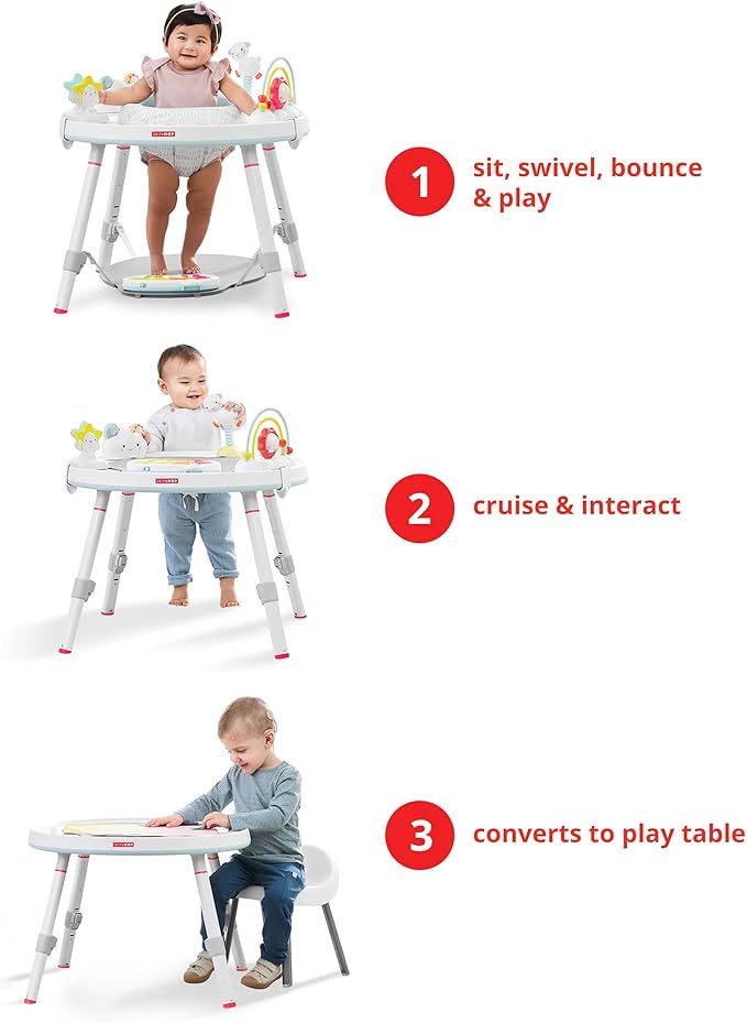 Skip Hop Baby Activity Center: Interactive Play Center with 3-Stage Grow-with-Me Functionality, 4mo+, Silver Lining Cloud