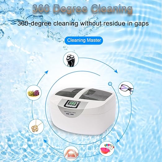 Ultrasonic Cleaner with Heater, 2.500L/84.5 oz Large Capacity, Digital Display Timer, Stainless Steel Interior, Suitable for Watches, Earrings, Fruits, Jewelry, Vegetables