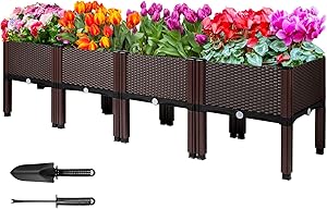 Raised Garden Bed with Legs 16.5" H Elevated Planter Box, Plastic Raised Beds for Gardening Vegetables Herb Flower Plants, Perfect for Indoor Outdoor Planting, 62" L x 15.7" W x 16.5" H Overall