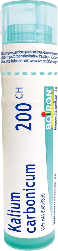 Boiron Kalium carbonicum 200ch,Homeopathic medicine. Each tube contains 4 g (approximately 80 pellets)