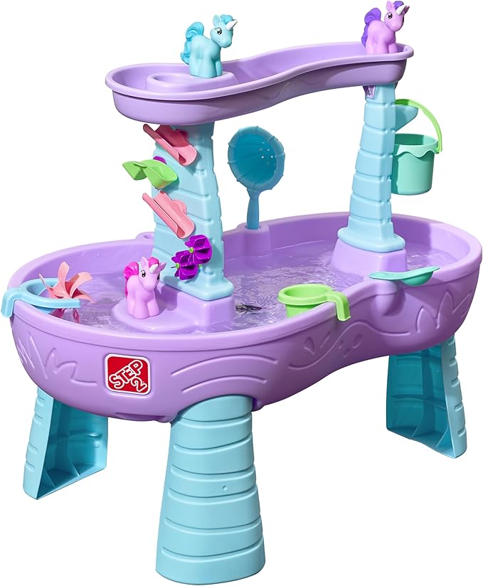 Step2 Rain Showers & Unicorns Water Table | Purple Kids Water Play Table with 13-Pc Unicorn Toy Accessory Set