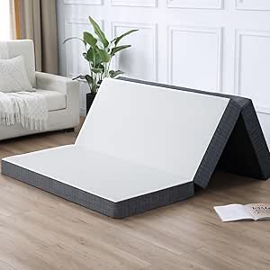 YUGYVOB Folding Mattress Twin Size, Foldable Mattress with Non-Slip Bottom and Removable Cover, 4-Inch for Camping, Guest Bed, RV (75" x 38" x 4")