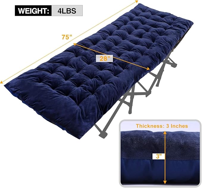 REDCAMP Sleeping Cot Pads Mattress for Adults,Comfortable Thicker Cotton Sleeping Cot Mattress for Camping