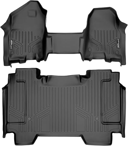 MAX LINER A0373/B0369 SMARTLINER Floor Mats 2 Row Liner Set (Both Rows 1pc) Black for 2019 Ram 1500 Crew Cab with Front Row Bench Seat