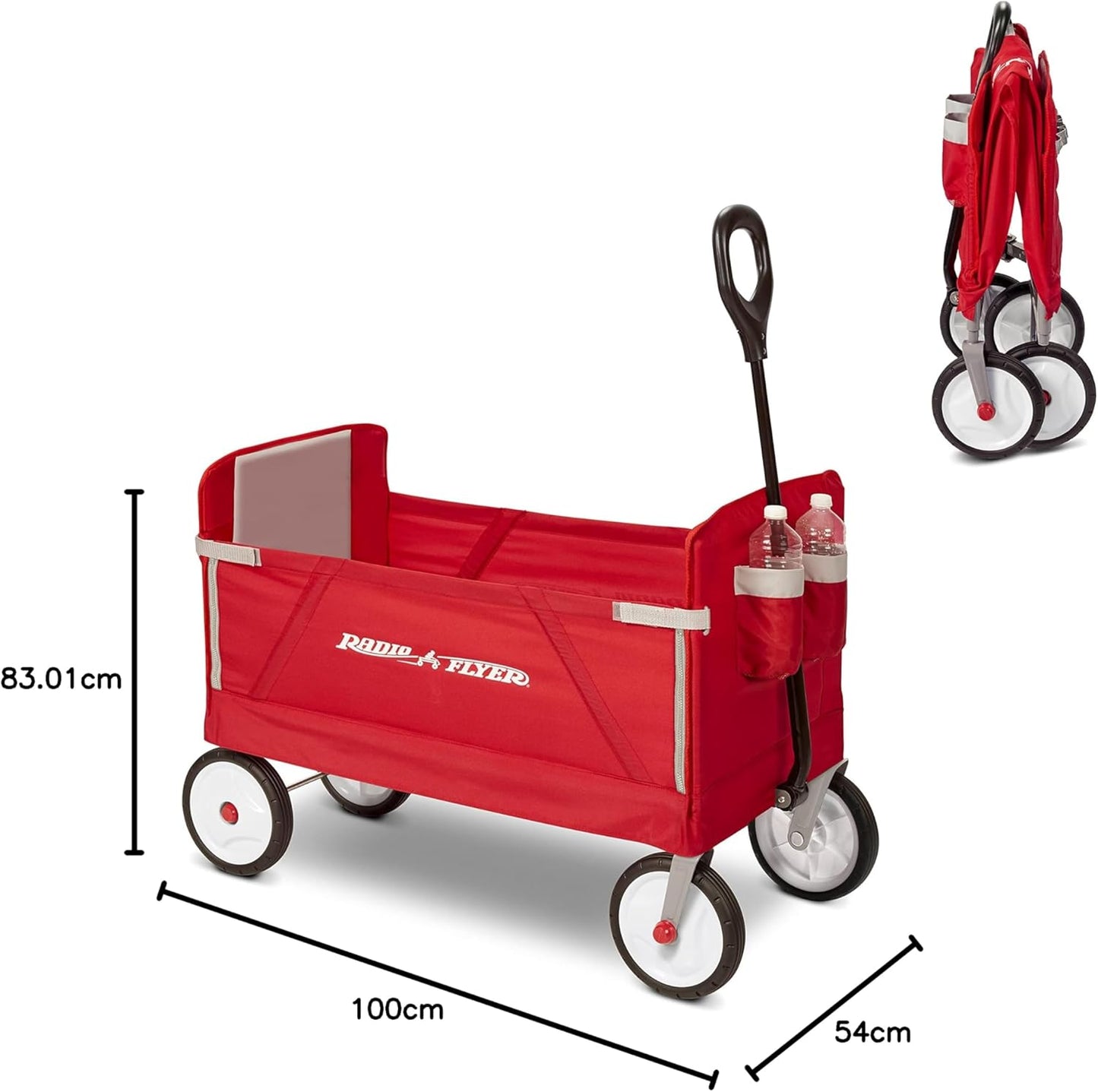 Radio Flyer 3-in-1 EZ Folding Wagon Ride On For Kids, Garden, & Cargo, Red Collapsible Wagon