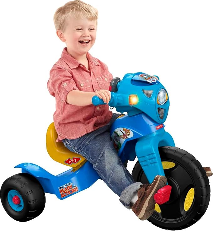 Fisher-Price Toddler Tricycle PAW Patrol Lights & Sounds Trike, Toy Bike with Handlebar Grips & Storage for Outdoor Play Kids Ages 2+ Years