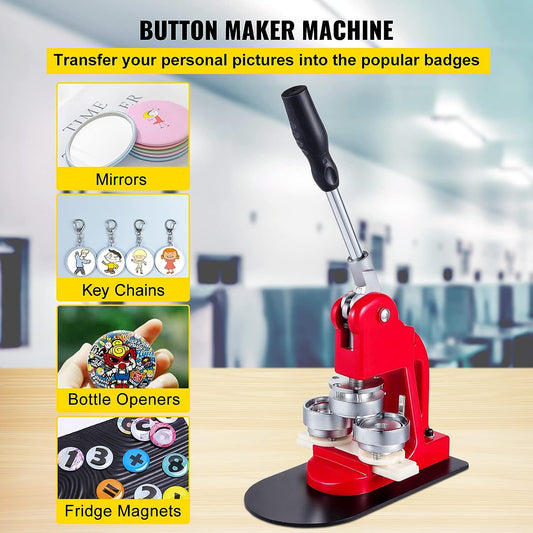 Mophorn Button Maker Machine 58mm Button Maker Machine 2.28 inch Badge Maker Machine with Free 1000 Pcs Button Parts and Circle Cutter(1000pcs 58mm 2.28 inch)