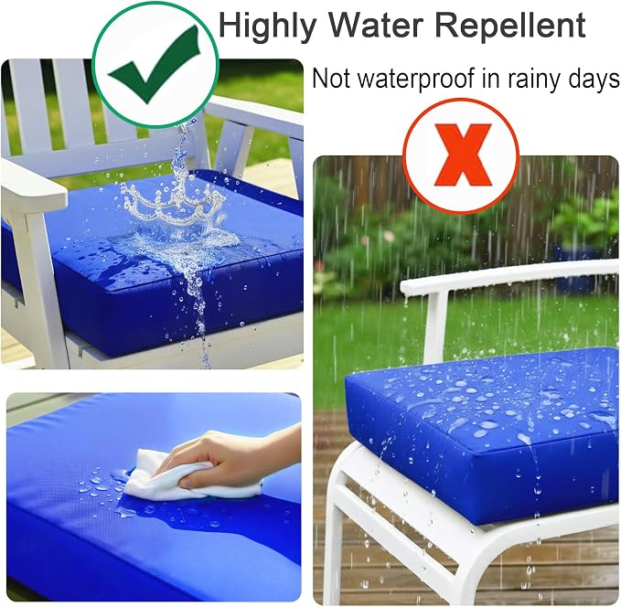 NettyPro Outdoor Cushion Covers 24 x 24 inch Waterproof Patio Furniture Chair Seat Cushion Covers with Zipper and Tie, Replacement Cover Only, Navy, Set of 3