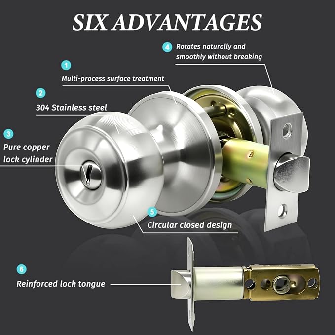 [10 Pack] Privacy Door Knob Amsterdam Series 63525