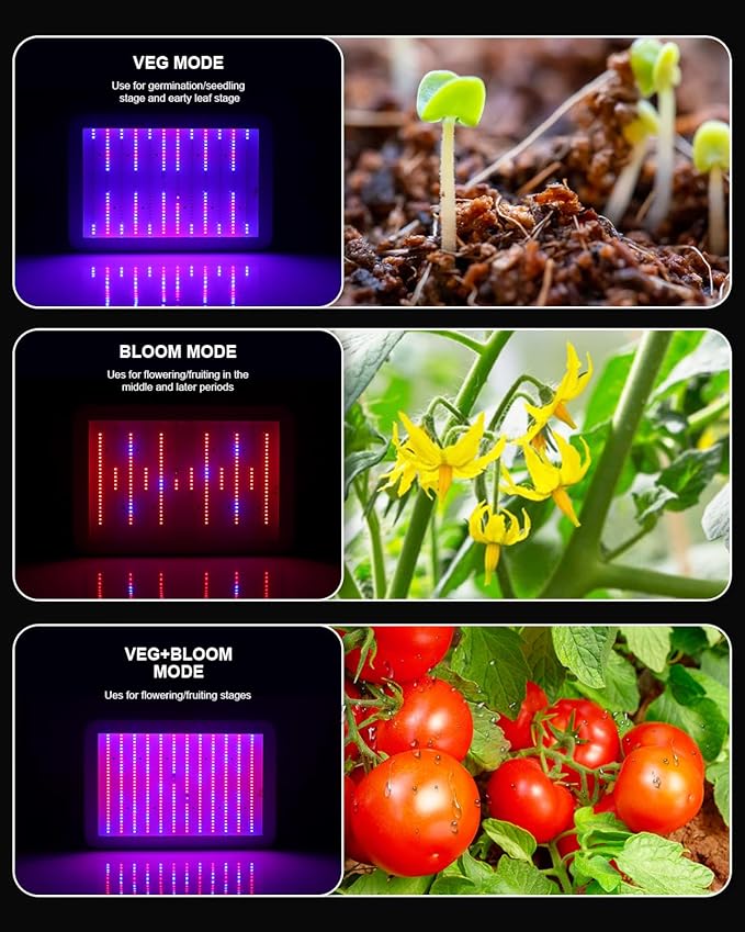 KOSCHEAL KS1200 LED Grow Light Full Spectrum with Samsung LM301B and UV LEDs Daisy Chain Grow Lights for Indoor Plants Greenhouse Hydroponic Growing Lamps with Veg Bloom Switch Output 130W