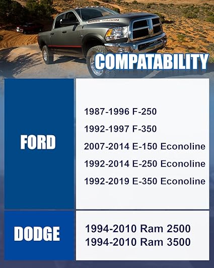 EZISOE 4 pcs 8x6.5 Wheel Spacers for 1994-2011 Ram 2500 3500, 1988-1998 F-250 F-350, 2 Inch 8x165.1 Wheel spacers 126.15mm Hub Bore with 9/16-18 Studs