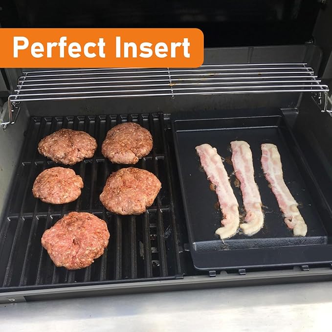 Grisun Grill Griddle for Weber Spirit 200/300, Spirit II 200/300 Series Grills, Cast Iron Griddle for Weber Genesis Silver B/C, Grill Griddle Accessories for Weber, Replacement for Weber 7658