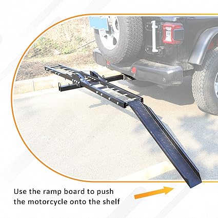 HOUGEET 500LBS Motorcycle Trailer Hitch Mount, Motorcycle Carrier Dirt Bike Hitch Hauler with Loading Ramp Heavy Duty Steel Motorcycle Rack for Hitch