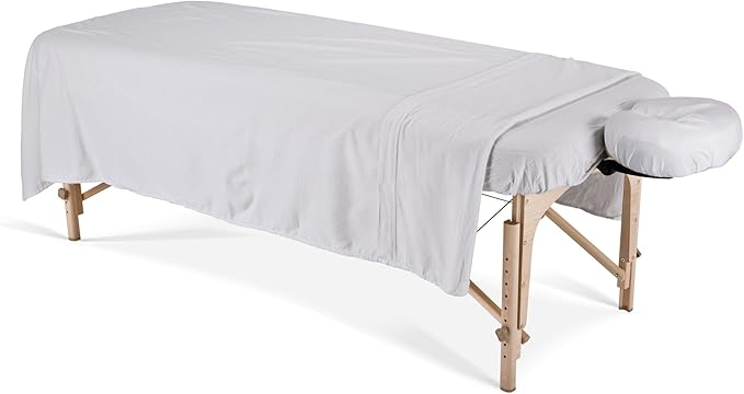 EARTHLITE Flannel Massage Table Sheet Set ? Commercial Grade, Soft, Double-Napped 3-Piece Set (Top, Fitted, Face Pillow Cover) 63197