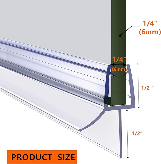 2-Pack Shower Door Bottom Seal, (1/4" x 36") Ultra Clear Shower Door Seal Strip, Stop Shower Leaks and Create A Water Barrier