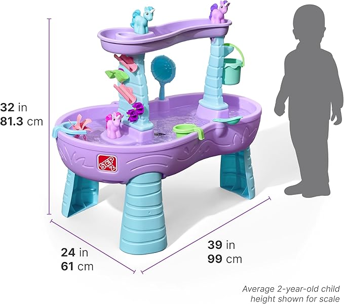 Step2 Rain Showers & Unicorns Water Table | Purple Kids Water Play Table with 13-Pc Unicorn Toy Accessory Set
