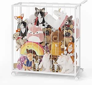 BBLIKE Stuffed Animal Storage - 141L Zoo Net with Wheels, Vertical Stuffed Animal Holder for Kids Room, Playroom, Nursery (White)